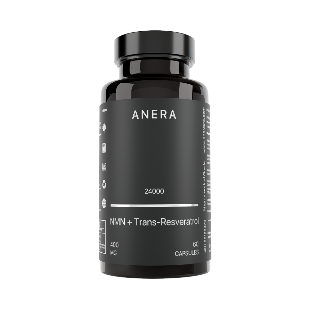 Ciencia avanzada antienjevecimiento con poderosa fórmula de 250 mg de NMN y 150 mg de Trans-Resveratrol. ! Bote con 60 cápsulas.